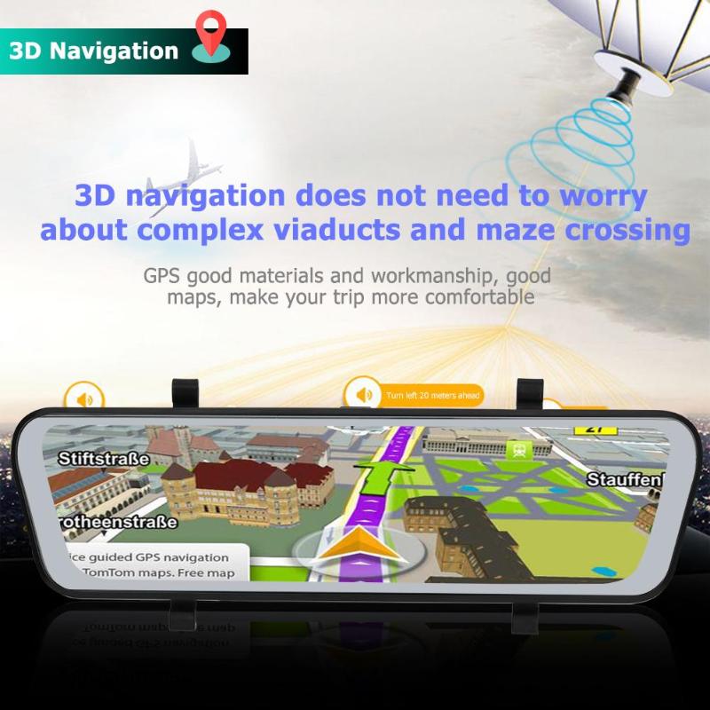 9.66 Inch 4G Android 8.1 Car Rearview Mirror DVR Camera GPS Navi Dash Cam Double lens G-sensor/Bluetooth/WiFi /ADAS Function Hot - ebowsos