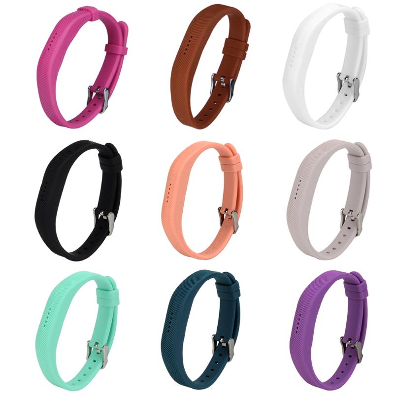 9 colors 24*1cm size Silicone Wrist Sports Bands Strap Holder with  Stainless Steel Buckle for Fitbit Flex 2 w/Classic Buckle - ebowsos