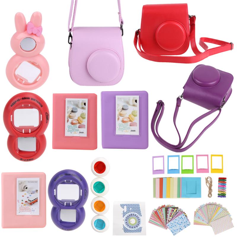 9 in 1 Instant Film Camera Album Bundles Kit Camera Case Bag Album/Color Lens Set for Fujifilm Instax Mini 8 Red Pink Purple - ebowsos