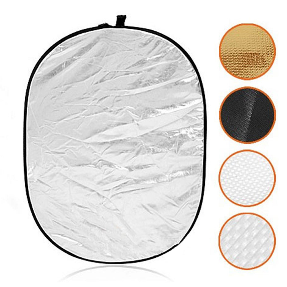 90*120CM 5 in 1 Collapsible Reflector Foldable Studio Photo Collapsible Multi-Disc Light Round Photography Reflector - ebowsos
