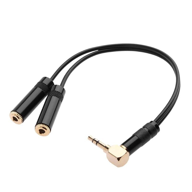 90 Degree 3.5mm Male to Dual 3.5mm Female 0.2m/0.65ft Audio Splitter Cable Fully Shielded High Definition Cable High Quality - ebowsos
