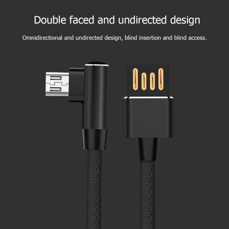 90 Degree Right Angle 1m Micro USB 2.4A Data Fast Charging Cable Wire Cord for Android Phone Tablet High Quality USB Data Cable - ebowsos