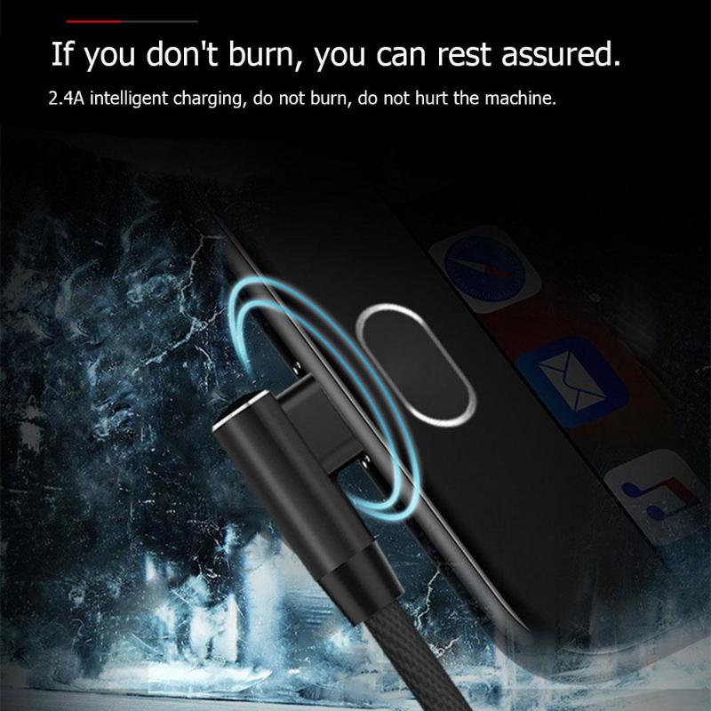 90 Degree Right Angle 1m Micro USB 2.4A Data Fast Charging Cable Wire Cord for Android Phone Tablet High Quality USB Data Cable - ebowsos