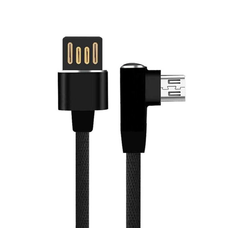 90 Degree Right Angle 1m Micro USB 2.4A Data Fast Charging Cable Wire Cord for Android Phone Tablet High Quality USB Data Cable - ebowsos