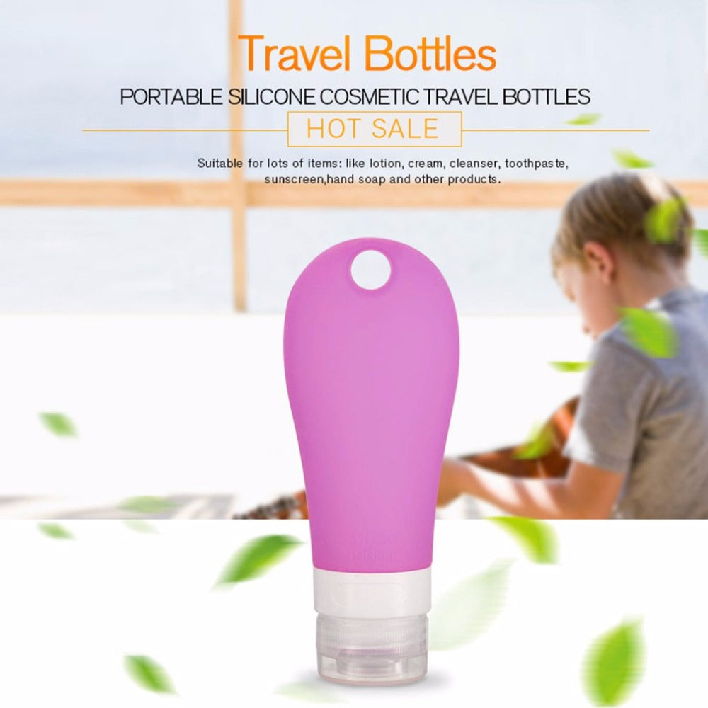 90ml Portable Mini Silicone Refillable Bottle creams Makeup Product Travel Tubes Lotion Points Absolutely Shampoo Container - ebowsos