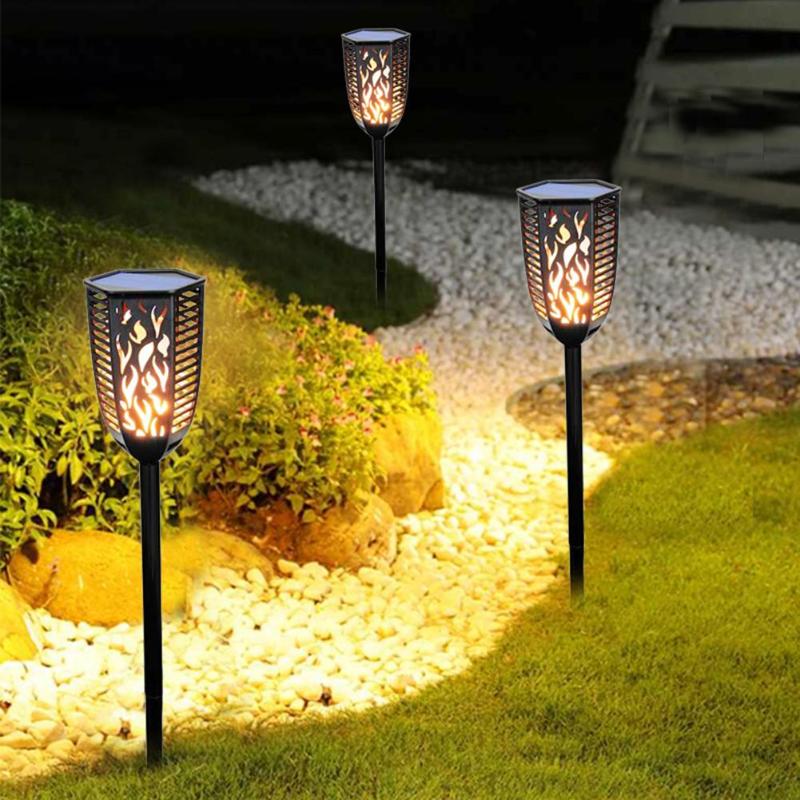 99LED Solar Flickering Flame Light Outdoor Waterproof Garden Torch Lamp Dancing Realistic Flame Torches LED Lamps Dropshipping - ebowsos