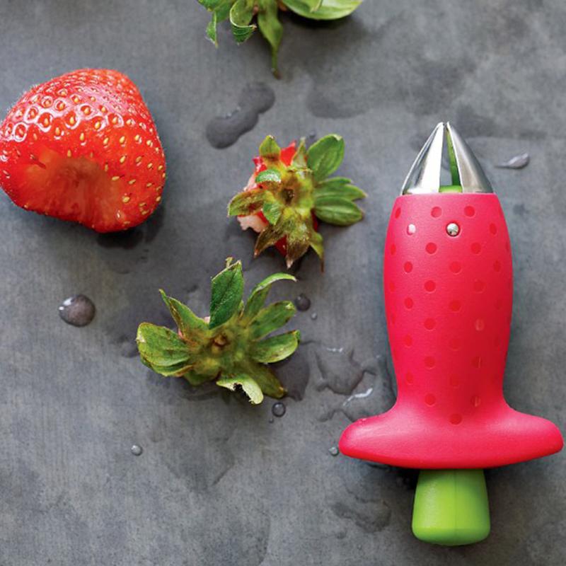 9cmX5cm/3.54''X1.97'' red convenient easy to use VP 1pcs Strawberry Hullers Metal +Plastic Fruit Remove Stalks Device Tomato D2 - ebowsos