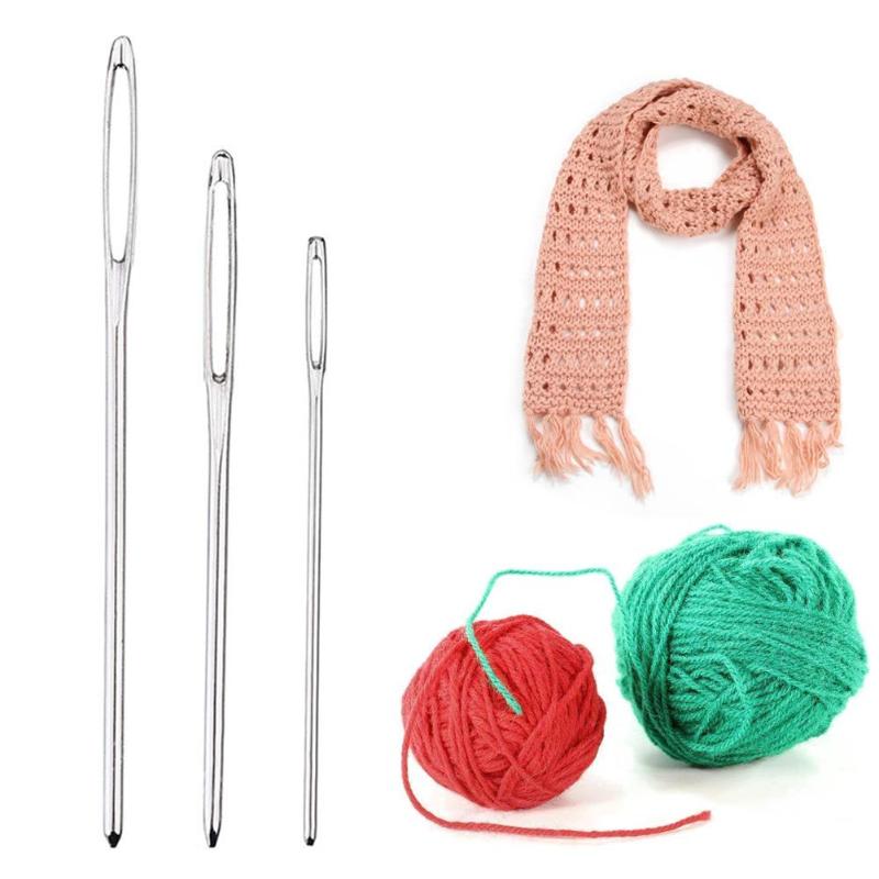 9pcs Large Eye Needles Stainless Steel Embroidery Cross Stitch Knitting Yarn Sewing Hand Crochet Hook Set Kit DIY Crafts Tools - ebowsos