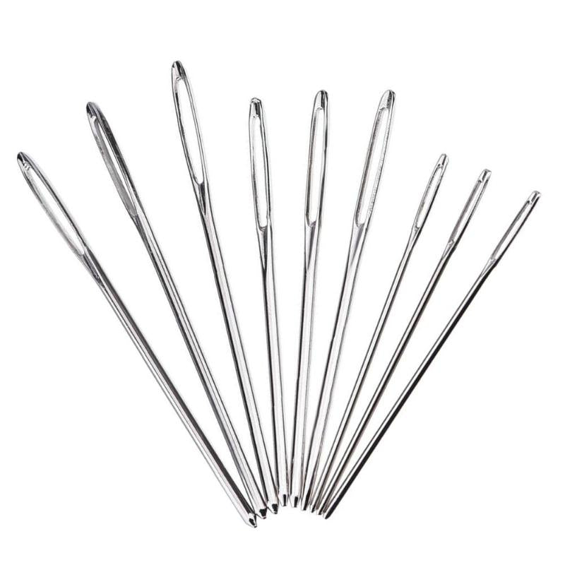 9pcs Large Eye Needles Stainless Steel Embroidery Cross Stitch Knitting Yarn Sewing Hand Crochet Hook Set Kit DIY Crafts Tools - ebowsos