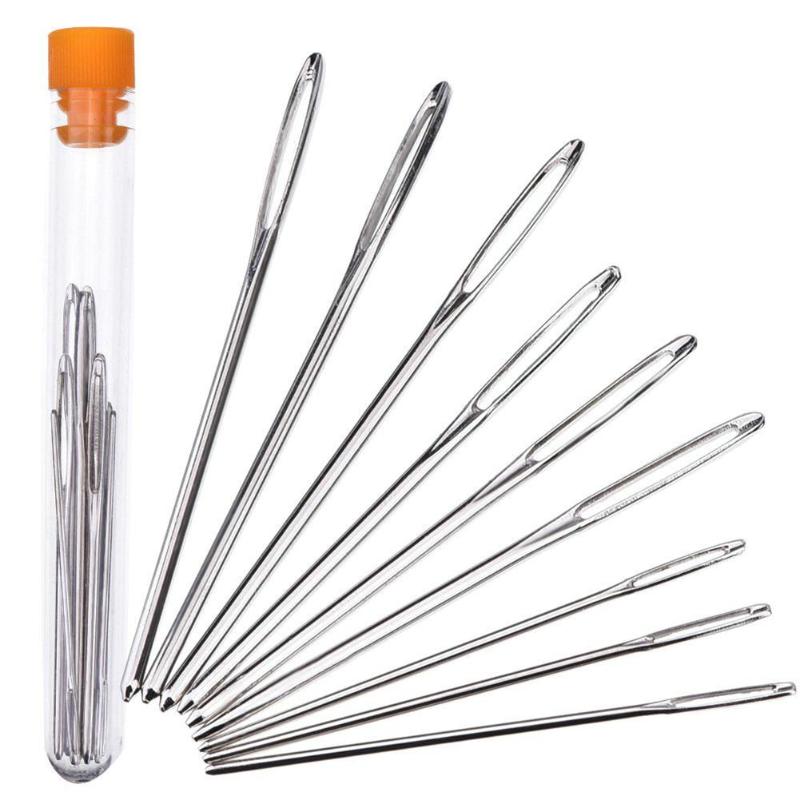 9pcs Large Eye Needles Stainless Steel Embroidery Cross Stitch Knitting Yarn Sewing Hand Crochet Hook Set Kit DIY Crafts Tools - ebowsos