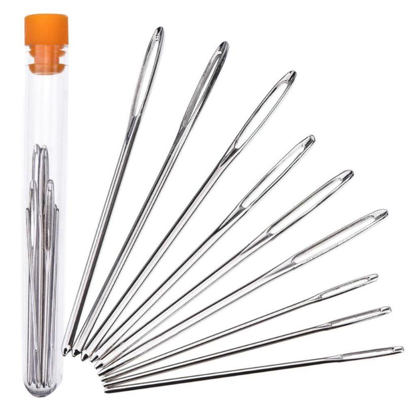 9pcs Large Eye Needles Stainless Steel Embroidery Cross Stitch Knitting Yarn Sewing Hand Crochet Hook Set Kit DIY Crafts Tools - ebowsos