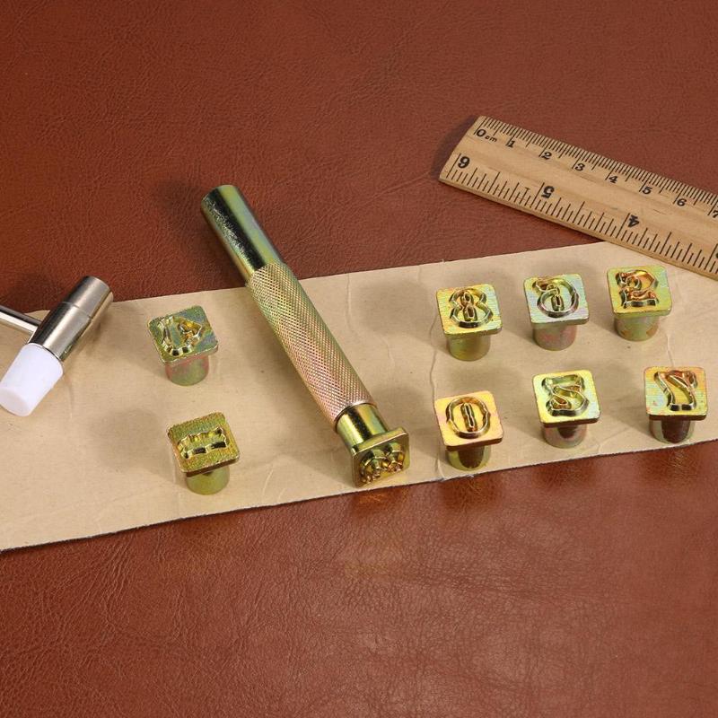 9pcs Steel DIY Printing Punch Number Stamper Set Metal Craft Leather Tools - ebowsos