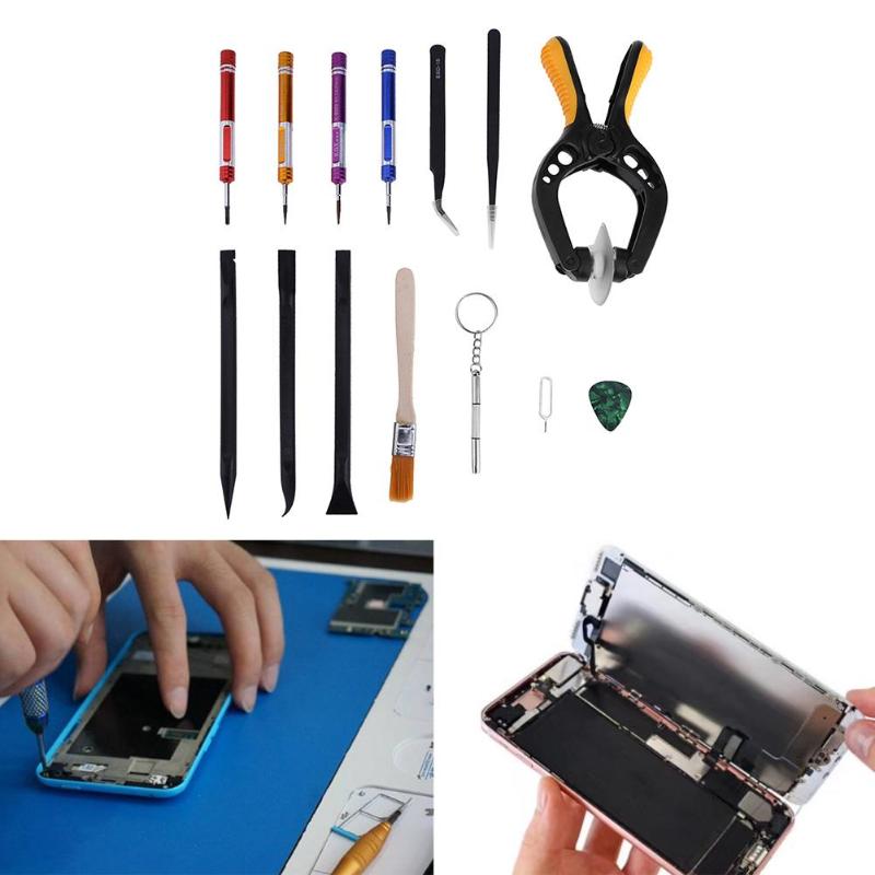 14 in 1 Cell Mobile Phone Screen Opening Plier Pry Repair Tool Kit Screwdriver Disassemble Tools Set For iPhone 6 Samsung - ebowsos