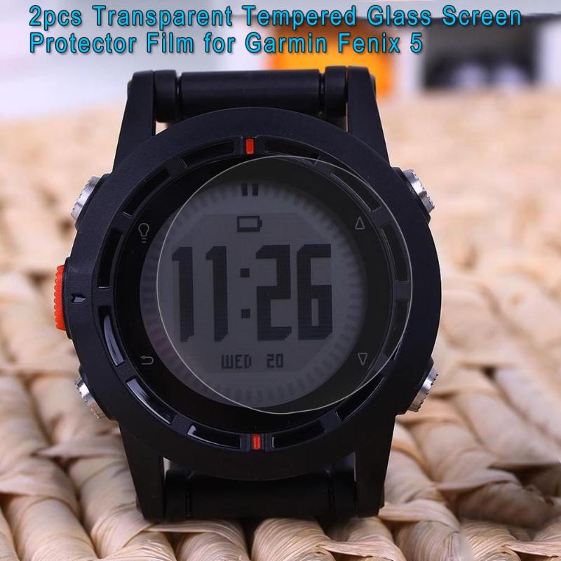 2Pcs/Lot Transparent Tempered Glass Film For Garmin Fenix 5 Smart Watch 9H 2.5D Watch Screen Protector For Garmin Fenix 5 - ebowsos