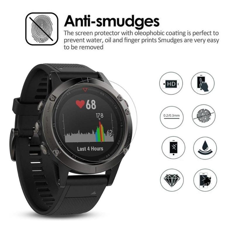 2Pcs/Lot Transparent Tempered Glass Film For Garmin Fenix 5 Smart Watch 9H 2.5D Watch Screen Protector For Garmin Fenix 5 - ebowsos