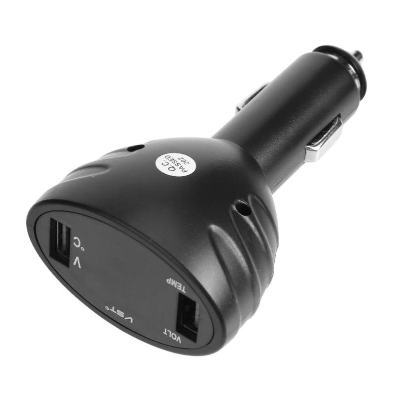 3 in 1 Digital LED Voltmeter Thermometer Monitor 2.1A Dual USB Ports Car Charger Cigarette Lighter Temperature Meter Kit - ebowsos