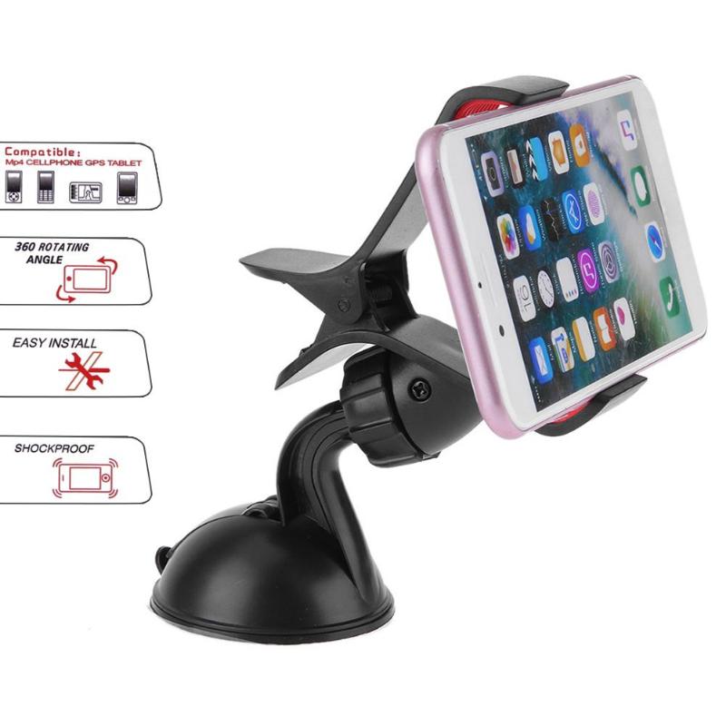 360 Degree Rotatable Car Suction Cup Windshield Phone Mount Holder Car Phoen Clip Bracket Holder For iPhone 4S 5 5S 6 GPS - ebowsos