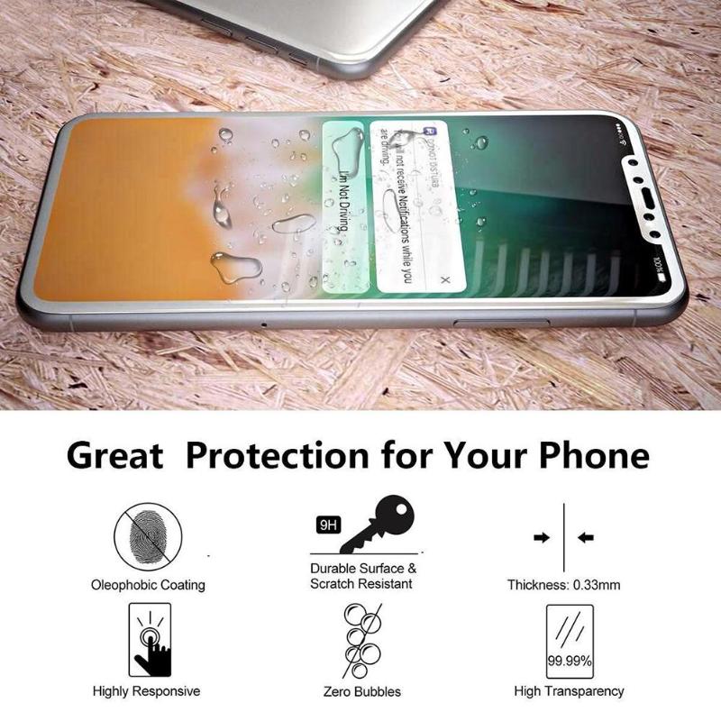 5D 9H Full Coverage Tempered Glass Film For iPhone X 0.33mm Ultra Thin Arc Edge Curved Screen Protector For iPhone X 10 - ebowsos