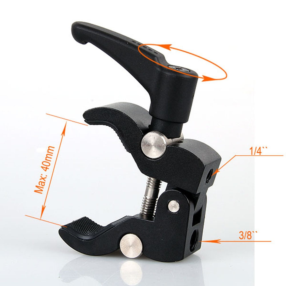 Camera Photography Friction Clip Arm Clamp Holder Mount with Standard Ball Head 1/4 3/8 Screw Camera Flash Holder Bracket - ebowsos