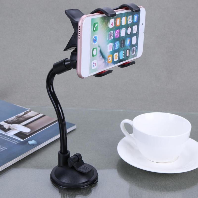 Car Phone Holder Double Clip 360 Rotating Flexible Car Window Mount Suction Sucker Long Neck Stand Phone Holder Stand - ebowsos