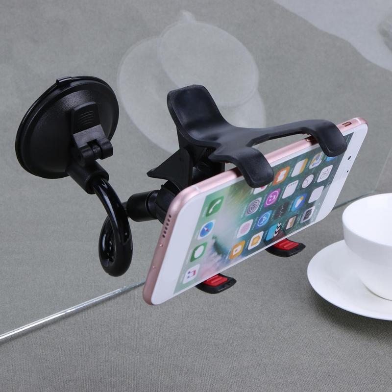 Car Phone Holder Double Clip 360 Rotating Flexible Car Window Mount Suction Sucker Long Neck Stand Phone Holder Stand - ebowsos
