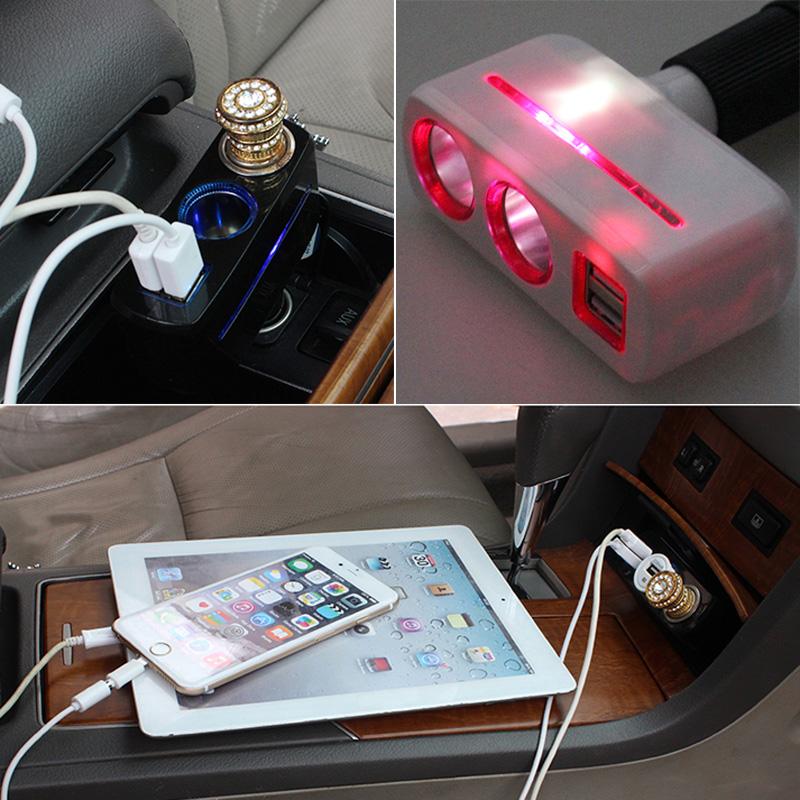Dual USB Phone Car Charger 3.1A 80W Fast Charging Cars Cigarette Lighter Splitter Socket Power Adapter For iPhone Samsung - ebowsos