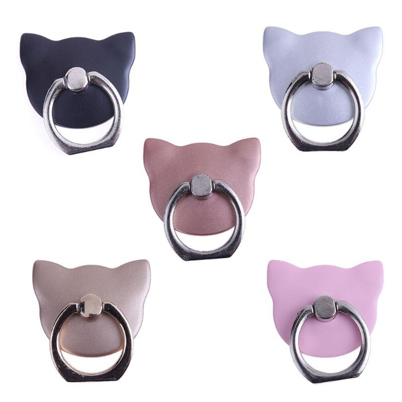 Finger Ring Holder 360 Degree Rotary Hand Finger Ring Cute Cat Shape Smart Phone Holder Stand Universal Desk Holder New - ebowsos