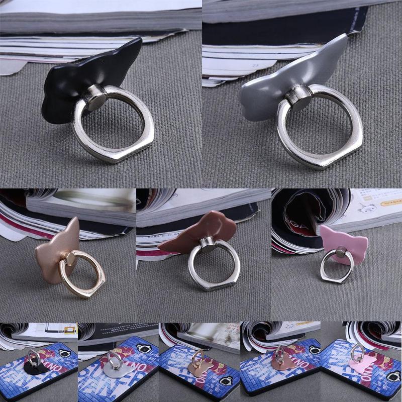 Finger Ring Holder 360 Degree Rotary Hand Finger Ring Cute Cat Shape Smart Phone Holder Stand Universal Desk Holder New - ebowsos