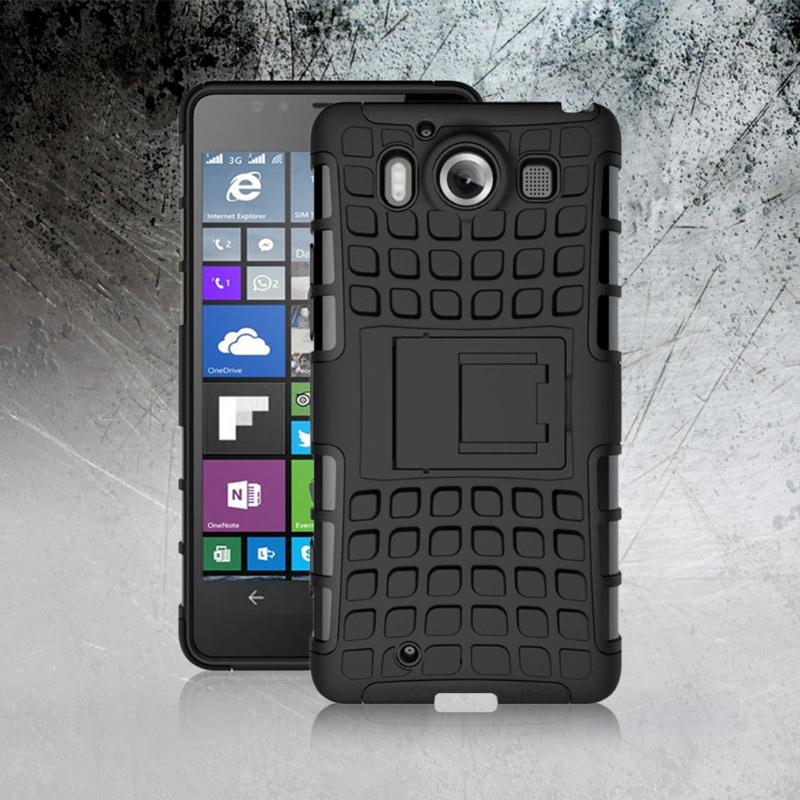 Heavy Armor Protective Case For Microsoft Nokia Lumia 950 PC Frame TPU Hybrid Hard Holder Bracket Stand Case For Lumia950 - ebowsos