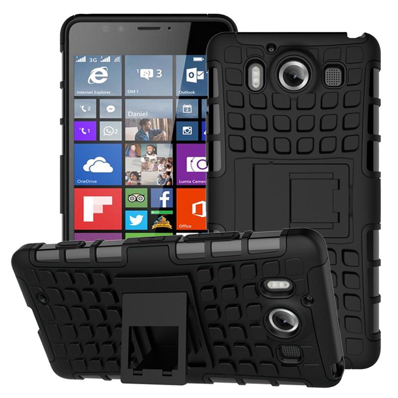 Heavy Armor Protective Case For Microsoft Nokia Lumia 950 PC Frame TPU Hybrid Hard Holder Bracket Stand Case For Lumia950 - ebowsos