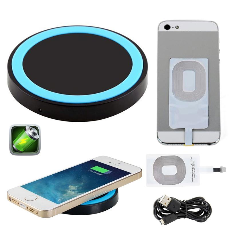 Mini Desktop Qi Wireless Charger Pad With Fast Wireless Charging Receiver Kit For iPhone 7/6/6S/5/5S/5C LG Nexus 4 5 6 D1 - ebowsos