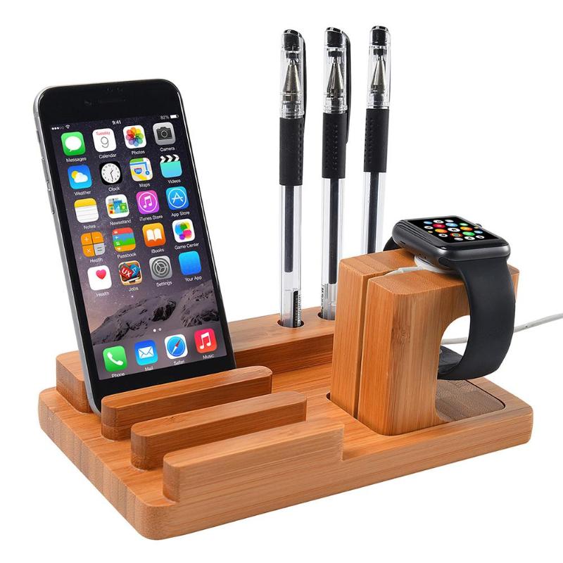 Multifunction Wooden Charging Station Charger Dock Stand Holder For Apple Watch iPhone 5 6 7 8 Plus X Mobile Pen Holder - ebowsos