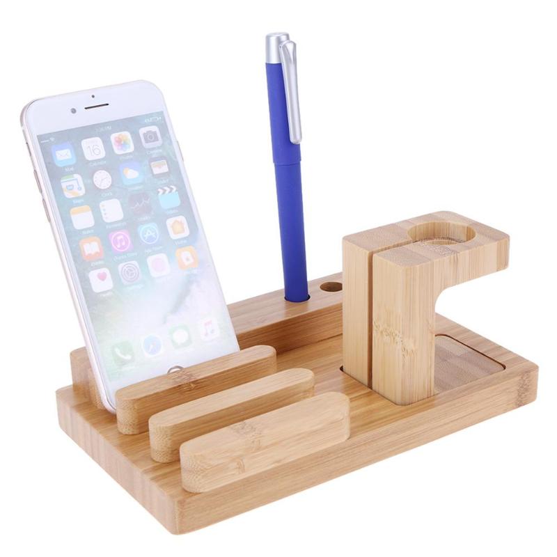 Multifunction Wooden Charging Station Charger Dock Stand Holder For Apple Watch iPhone 5 6 7 8 Plus X Mobile Pen Holder - ebowsos