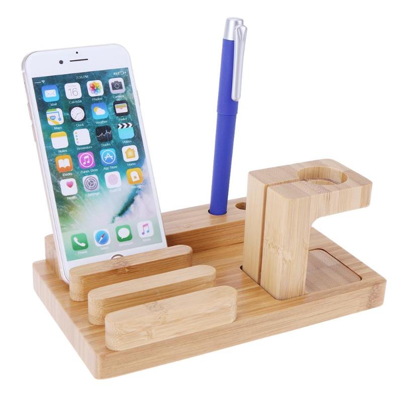 Multifunction Wooden Charging Station Charger Dock Stand Holder For Apple Watch iPhone 5 6 7 8 Plus X Mobile Pen Holder - ebowsos