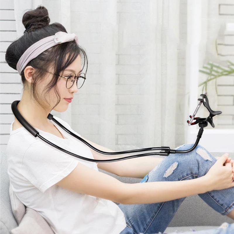 Portable Lazy Neck Phone Holder Stand Hanging Waist Mobile Phone Mount Holder Clip Flexible Bracket For iPhone Xiaomi - ebowsos