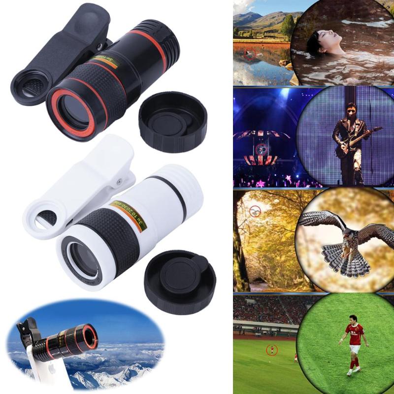 Universal 8X Zoom Phone Clip Monocular Camera Lens External Optical Telephoto Telescope Lenses For iPhone Samsung Huawei - ebowsos