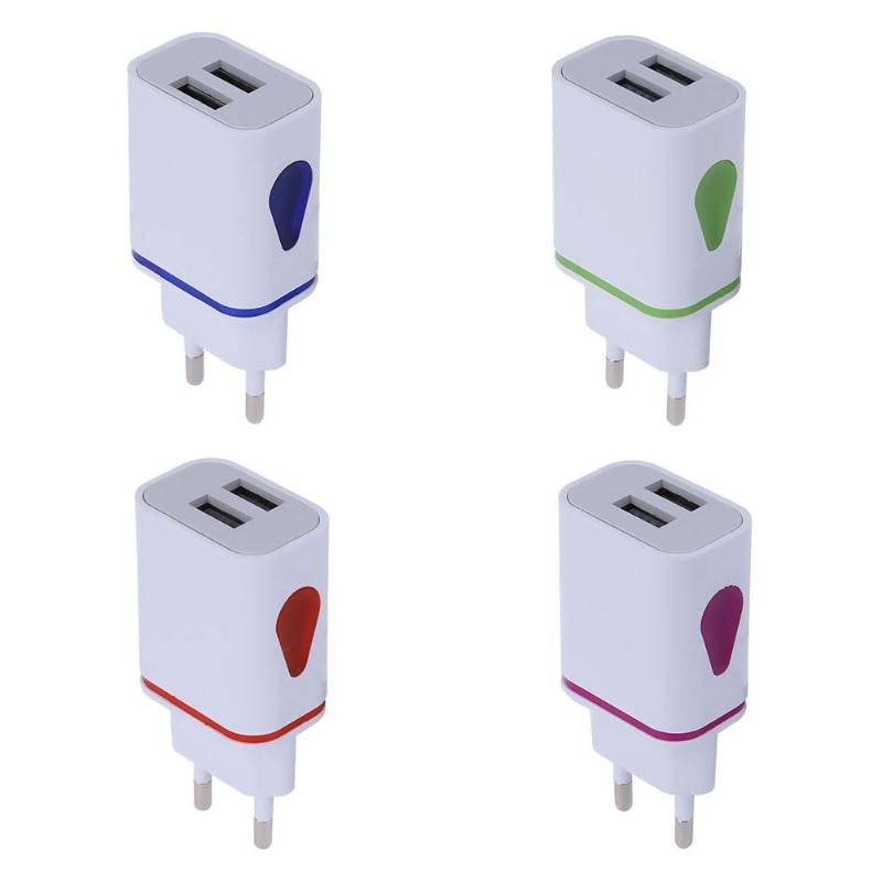 Universal EU Plug 5V2.1A 2 Port USB Double Charging Adapter USB Charger Portable Travel Wall Charger Adapter for Phones - ebowsos