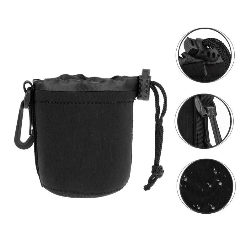 Waterproof Soft Neoprene Camera Lens Pouch Bag Drawstring Protector Case Accessories Camera Bags Parts - ebowsos