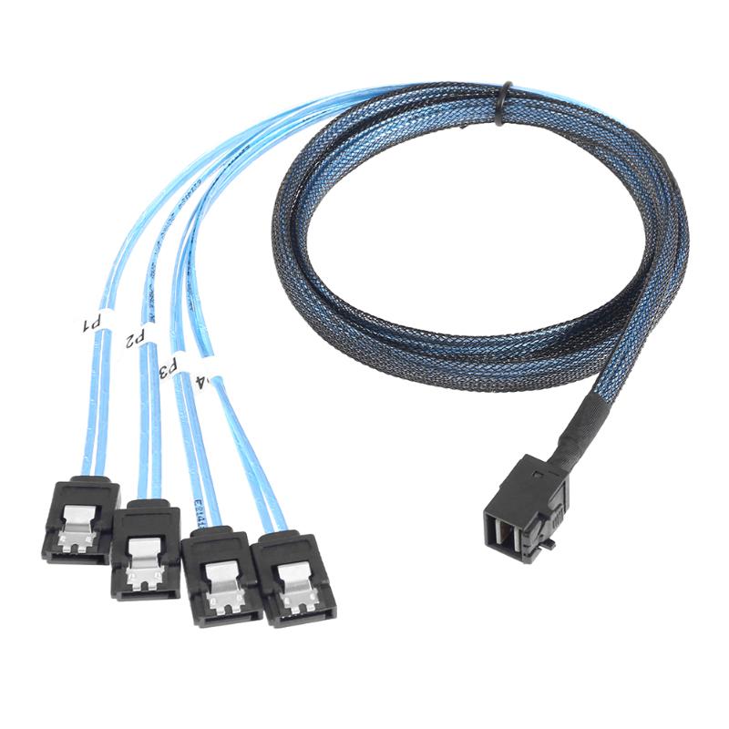 0.5m 12Gbps Mini SAS SFF-8643 to 4 SATA 7Pin Ports HD Data Splitter Adapter Splitter Data Cable High Density - ebowsos