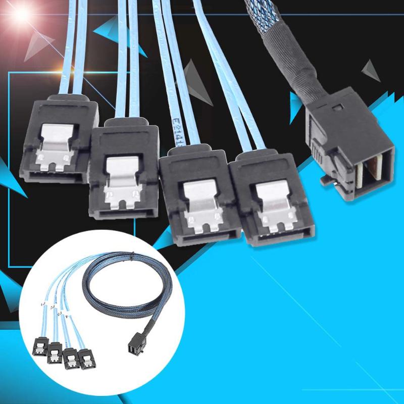 0.5m 12Gbps Mini SAS SFF-8643 to 4 SATA 7Pin Ports HD Data Splitter Adapter Splitter Data Cable High Density - ebowsos