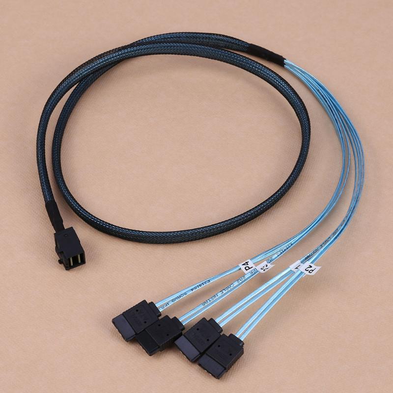 0.5m 12Gbps Mini SAS SFF-8643 to 4 SATA 7Pin Ports HD Data Splitter Adapter Splitter Data Cable High Density - ebowsos