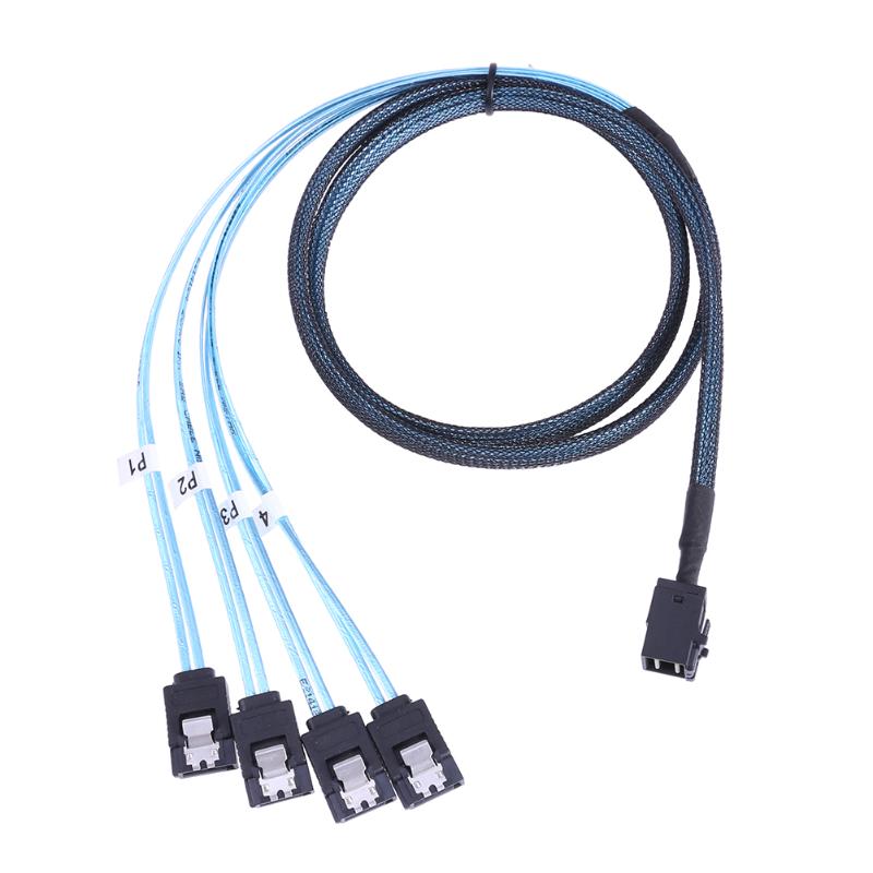 0.5m 12Gbps Mini SAS SFF-8643 to 4 SATA 7Pin Ports HD Data Splitter Adapter Splitter Data Cable High Density - ebowsos