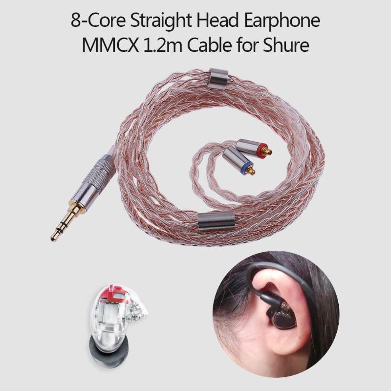 1.2m/3.93FT Earphone Cable MMCX 3.5mm Jack Plug 8-Core Balanced Braid Headset Line For Shure SE535 SE846 SENFER DT2 UE - ebowsos