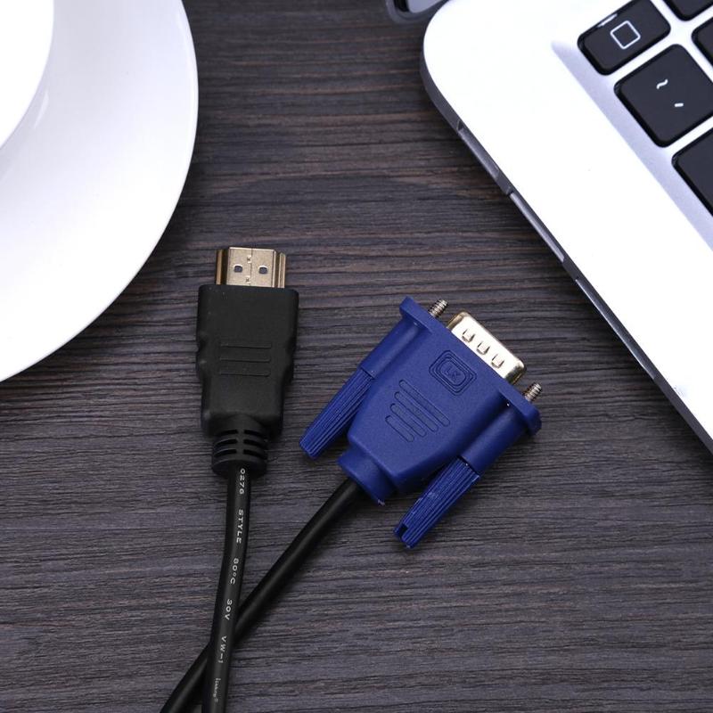 1.8M 3M HDMI Male to VGA Male Transfer Wire Video HDTV Converter Adapter Aux Cable High Speed HDMI Cable NO Chip - ebowsos