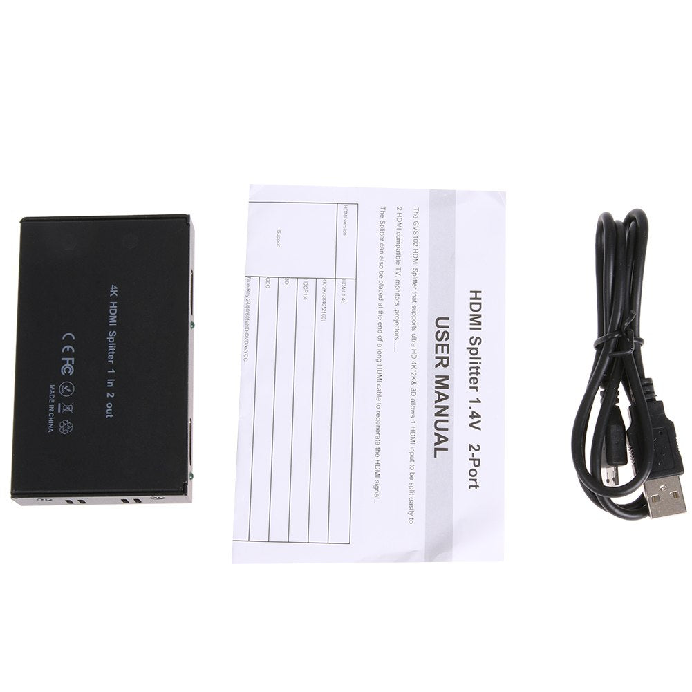 1080P 4K HDMI 1x2 Distributor 1 in 2 out HDMI Distributor Splitter For XBOX HDTV PS3/PS4 For TV box - ebowsos