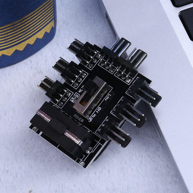 8 Way Cooling Fan 3pin Power Cable Extender Hub Accessory SATA 1 to 8 3pin 12V Power Socket PCB Adapter for Desktop PC - ebowsos