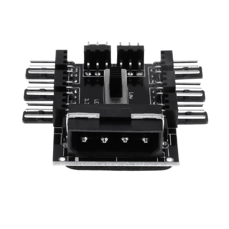 8 Way Cooling Fan 3pin Power Cable Extender Hub Accessory SATA 1 to 8 3pin 12V Power Socket PCB Adapter for Desktop PC - ebowsos