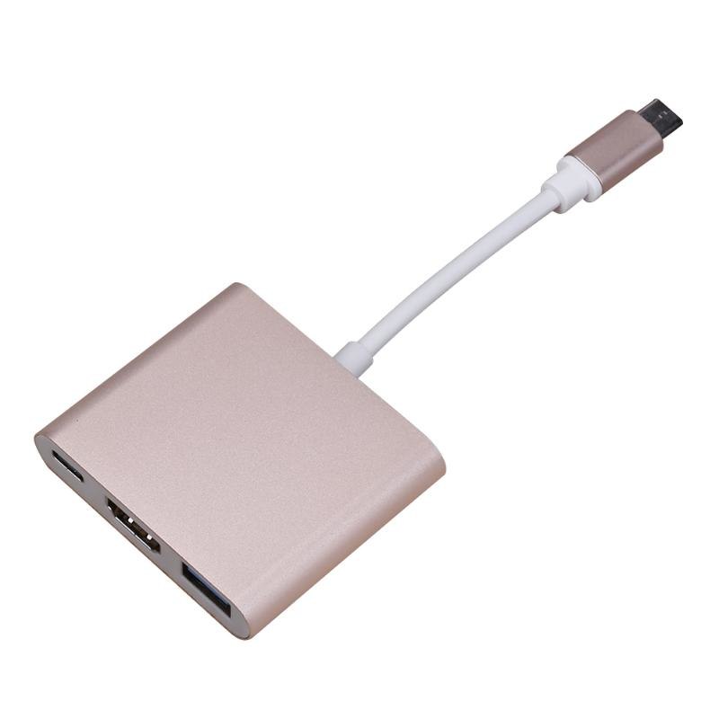 Adapter Cable 3 in 1 USB3.1 Type-C to Type-C HDMI USB3.0 Converter Adapter Hub Cable For Apple Macbook - ebowsos