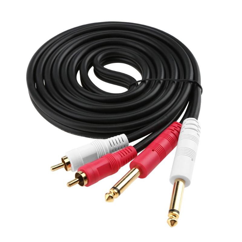 Dual RCA to Dual Mono 6.35mm Male Jack Digital Audio Cable 2RCA to 2 6.5 DVD Mixer Wire for Amplifier Speakers TV AV - ebowsos