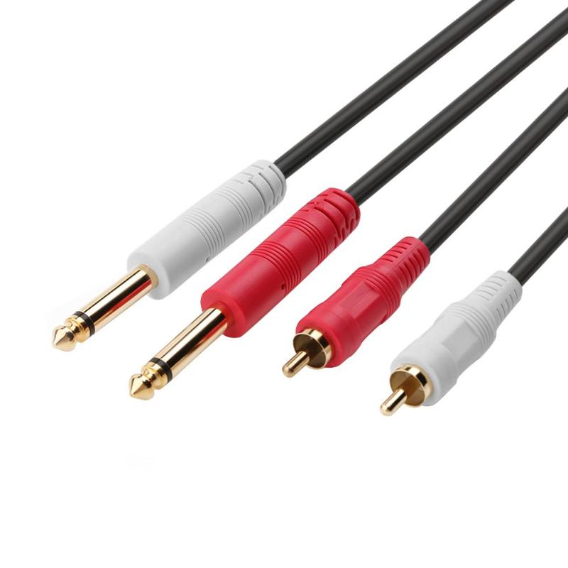 Dual RCA to Dual Mono 6.35mm Male Jack Digital Audio Cable 2RCA to 2 6.5 DVD Mixer Wire for Amplifier Speakers TV AV - ebowsos